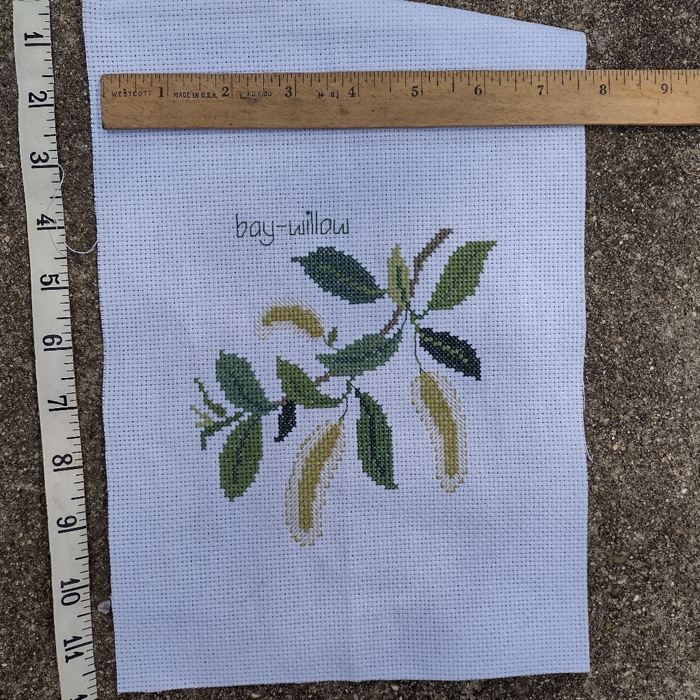 Bay Willow counted cross stitch piece